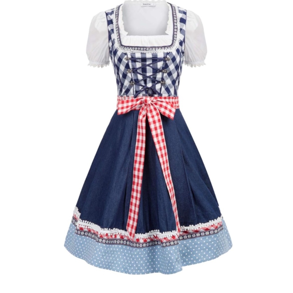 White & Navy Oktoberfest Outfit - 3 Pieces Great Condition